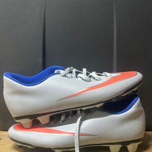 Nike Men's White and Orange Mercurial Soccer Cleats